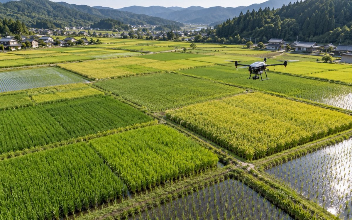 農地を撮影するドローンのイメージ。実機の写真ではありません